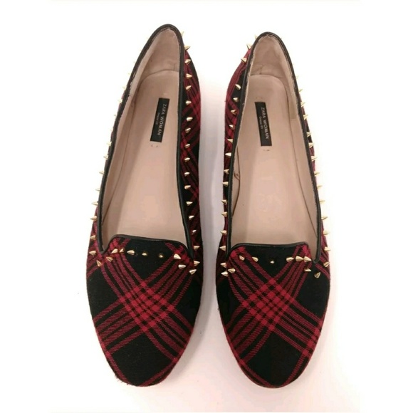 Zara Shoes - Zara woman plaid spiked flats size euro 39